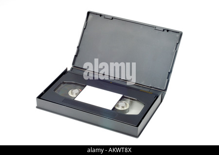 Betacam video tape in a plastic box on white background Stock Photo