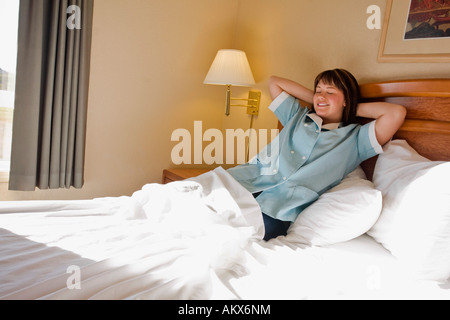 A chambermaid taking a break Stock Photo