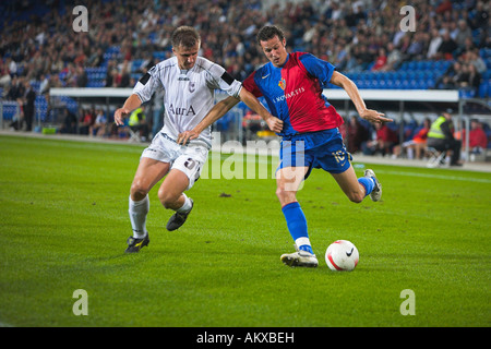 UEFA-Cup FC Basel vs. FK Sarajevo First round - 04 October 2007 - FCB Nr 10 Marco Streller, FKS Nr 5 Muhidin Zukic, tackle, St. Stock Photo