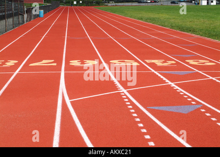 High School Running Track Stock Photo