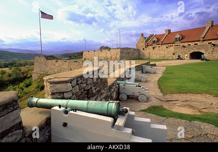 Fort Ticonderoga and Black Powder Cannon New York USA Stock Photo