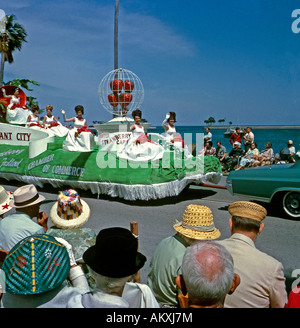 Parade float for Plant City strawberries at the Festival of States St Petersburg Florida USA 1966 Stock Photo