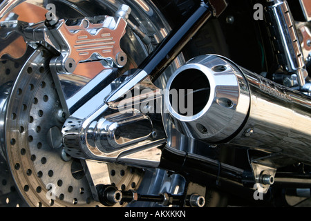 Harley Davidson, detail, exhaust system. Stock Photo