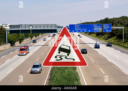 Danger of gliding on the highway Stock Photo