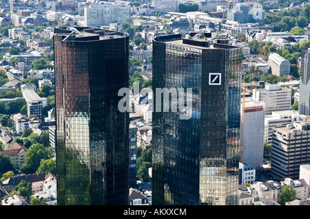 Twin towers of the Deutsche Bank, Frankfurt, Hesse, Germany Stock Photo