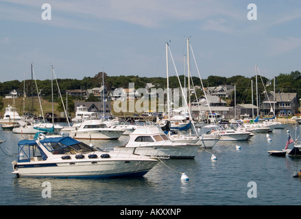 Boats anchored in the harbour at Oak Bluffs, Martha's Vineyard Massachusetts USA Stock Photo