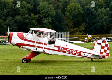 Biplane, Europe's big vintage aeroplane meeting on the Hahnweide, Kirchheim-Teck, Baden Wuerttemberg, Germany Stock Photo