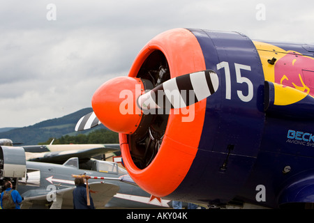 Propeller Europe's big vintage aeroplane meeting on the Hahnweide, Kirchheim-Teck, Baden Wuerttemberg, Germany Stock Photo