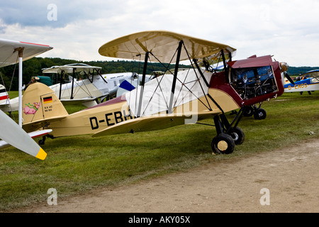 Biplane, Europe's big vintage aeroplane meeting on the Hahnweide, Kirchheim-Teck, Baden Wuerttemberg, Germany Stock Photo