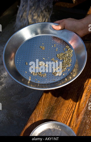 Children panning 'gold', Legoland, Guenzburg, Bavaria, Germany Stock Photo