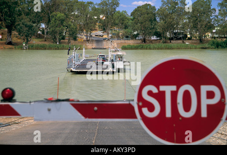 Car ferry crossing the Murray River at Mannum in South Australia Stock ...