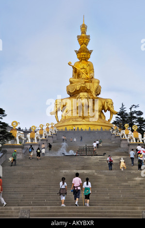 Statue of Samantabhadra, Mount Emei near Chengdu, China, Asia Stock Photo