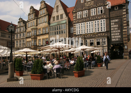 Cafe on the market place, Bremen, Germany, Europe Stock Photo