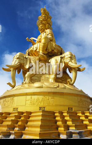 Statue of Samantabhadra, Mount Emei near Chengdu, China, Asia Stock Photo