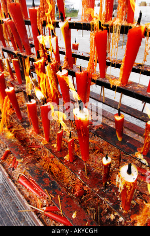 Candles at the statue of Samantabhadra, Mount Emei near Chengdu, China, Asia Stock Photo