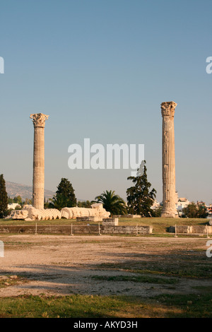 pilars of olympic zeus landmarks of athens greece verical shut detail Stock Photo