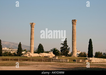 pilars of olympic zeus landmarks of athens greece horizontal shut detail Stock Photo