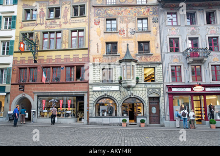 Weinmarkt, old town, Lucerne, Switzerland, Europe Stock Photo