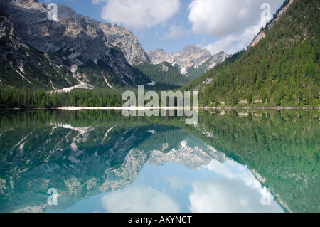 Pragser Wildsee, Lago di Braies, Puster Valley, South Tyrol, Italy Stock Photo