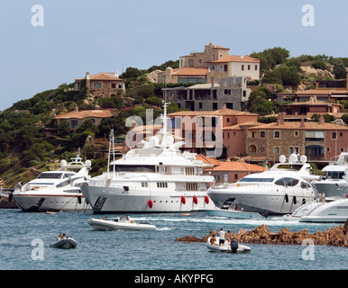 Big ocean-going yachts in the port of Porto Cervo, Costa Smeralda, Sardinia, Italy Stock Photo