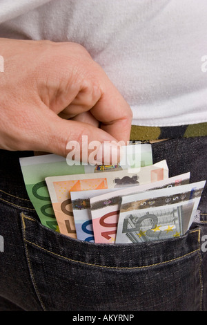 Banknotes in the pocket Stock Photo
