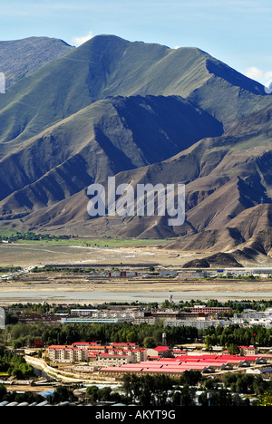 View from Potala on a development area in Lhasa, Tibet, Asia Stock Photo