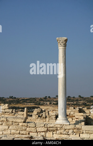 Sanctuary of Apollo Hylates, roman column, Kourion, Cyprus Stock Photo