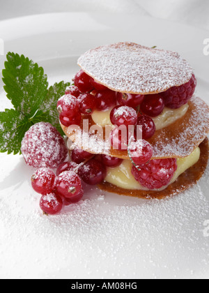 A lemon mille feuille desert gourmet editorial food Stock Photo
