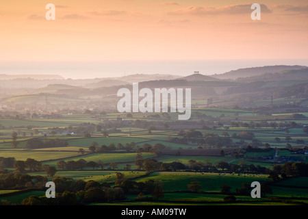 Looking towards Colmers Hill from Pilsdon Pen, Dorset, UK, at dawn Stock Photo