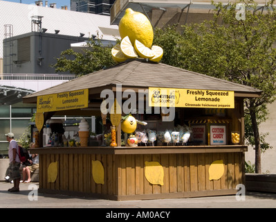 A freshly squeezed lemonade stand selling refreshments in the city of Toronto, Ontario Canada Stock Photo