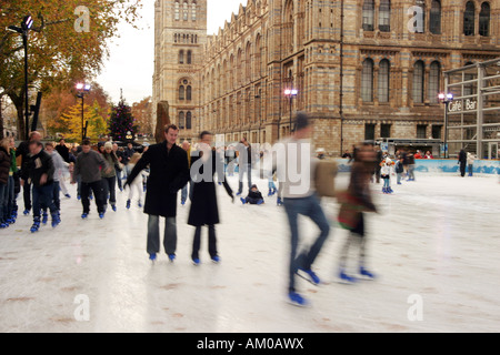 Ice skating, Natural History Museum, London England Stock Photo