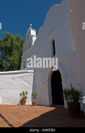 Basilica, front of Mission San Diego de Alcala, San Diego, California, USA Stock Photo