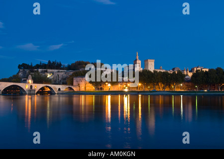 Old town Avignon with Rhone, Provence-Alpes-Cote d Azur, France Stock Photo