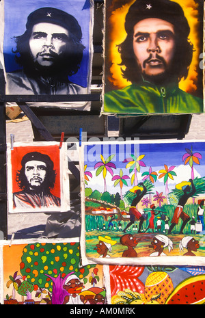 Cuban art depicting life on the island and Che Guevara. Stock Photo