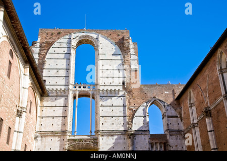 Incomplete facade of the planned Duomo nuovo (Facciatone) Siena Tuscany Italy Stock Photo