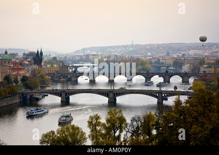 Bridges over Vltava Prague Czechia Stock Photo