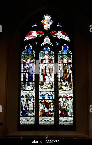 Stained Glass Window at St Catwg s Church Pentyrch Cardiff Suburbs South Wales Stock Photo