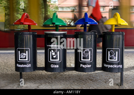 Garbage cans, waste separation, Berlin, Germany Stock Photo