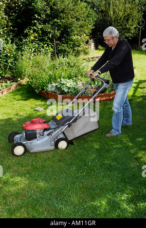 Man mowing lawn