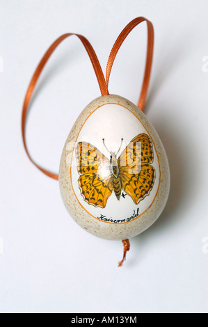 Artistically painted easter eggs - butterfly. Stock Photo