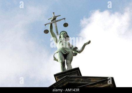Justitia on the roof of the court - Bamberg, Bavaria, Germany Stock Photo