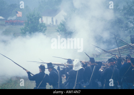 Historical reenactment of the Battle of Manassas marking the beginning of the Civil War Virginia Stock Photo