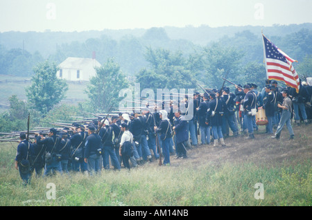 Historical reenactment of the Battle of Manassas marking the beginning of the Civil War Virginia Stock Photo