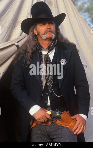 Living History participant posing as US Marshall CA Stock Photo