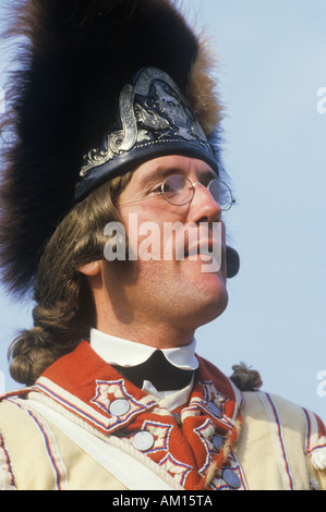 Participant posing as a British Army Officer during American Revolution reenactment Stock Photo