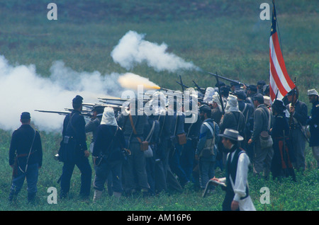 Historical reenactment of the Battle of Manassas marking the beginning of the Civil War Virginia Stock Photo