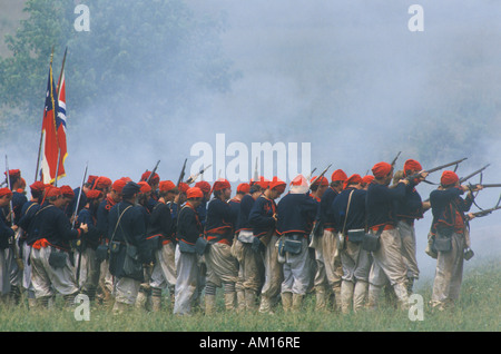 Historical reenactment of the Battle of Manassas marking the beginning of the Civil War Virginia Stock Photo