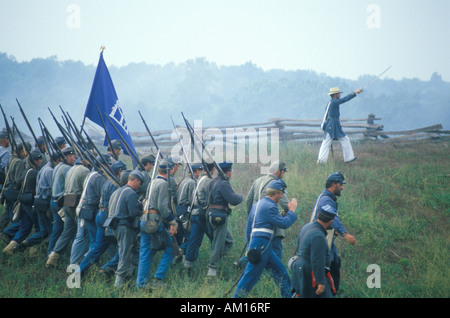 Historical reenactment of the Battle of Manassas marking the beginning of the Civil War Virginia Stock Photo