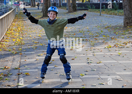 Young inline-skater, Cologne, North Rhine-Westphalia, Germany Stock Photo