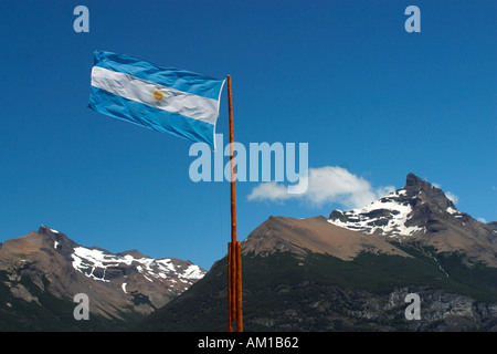 Perito Moreno Glacier Argentinian Flag Parque Nacional Los Glacieres El Calafate Argentina Stock Photo